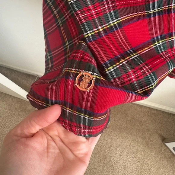 SIMPLY SOUTHERN TARTAN red PLAID smocked nap dress size large - Picture 6 of 8